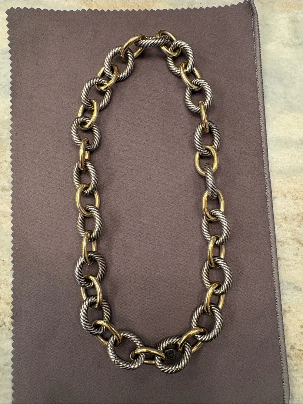 David Yurman 18k Yellow Gold Sterling Silver Oval Link Chain Necklace